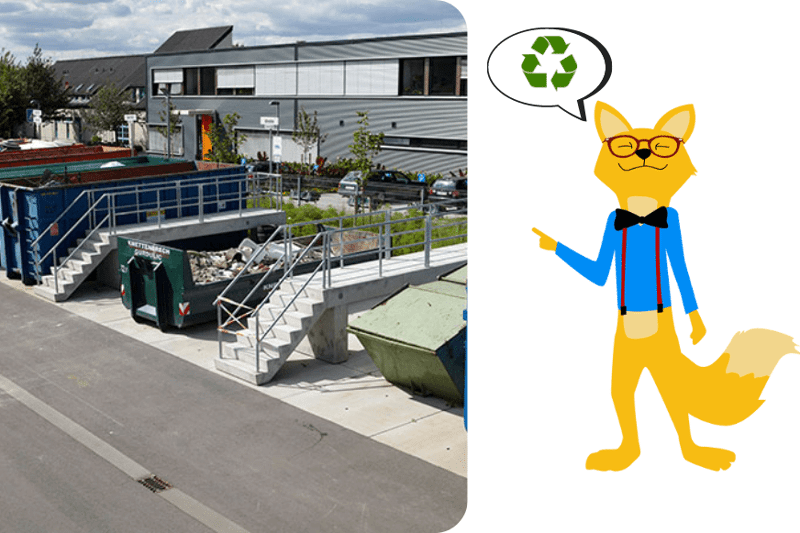 Der Eingang zu einem Wertstoffhof ist in der Nahaufnahme zu sehen